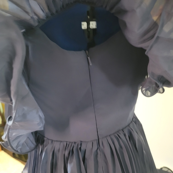 Elegant Navy Tiered Chiffon Dress - Picture 4 of 4